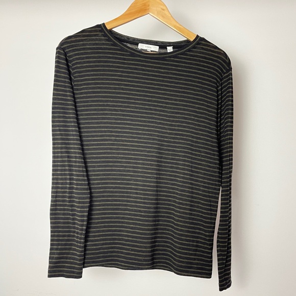 Vince Tops - Vince Black and Olive Striped long Sleeve Top size S